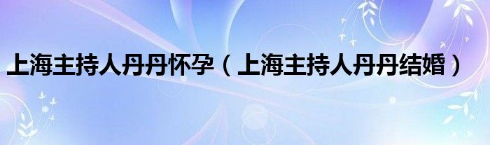 上海主持人丹丹怀孕【上海主持人丹丹结婚】