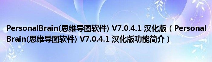 PersonalBrain(思维导图软件) V7.0.4.1 汉化版【PersonalBrain(思维导图软件) V7.0.4.1 汉化版功能简介】