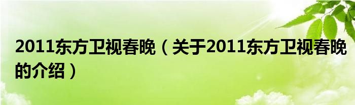 2011东方卫视春晚【关于2011东方卫视春晚的介绍】