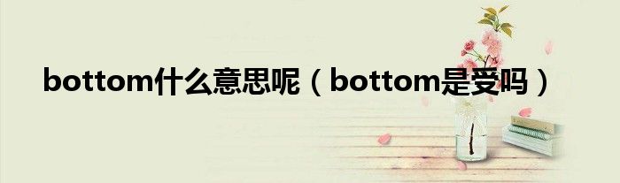 bottom什么意思呢【bottom是受吗】