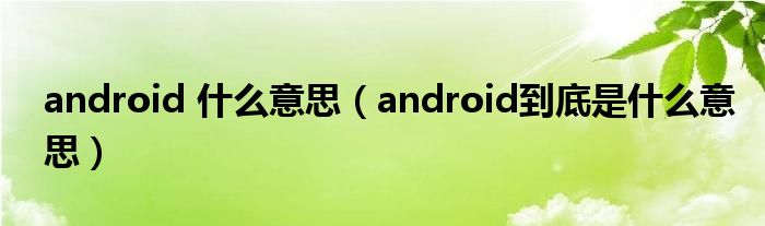 android 什么意思【android到底是什么意思】