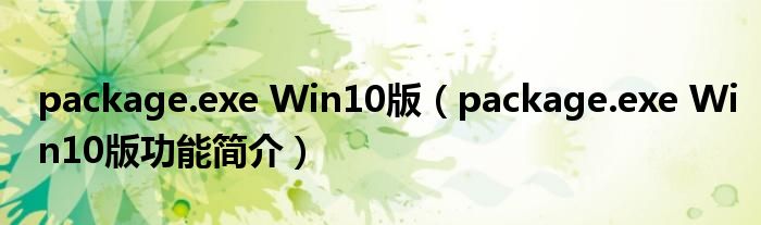 package.exe Win10版【package.exe Win10版功能简介】