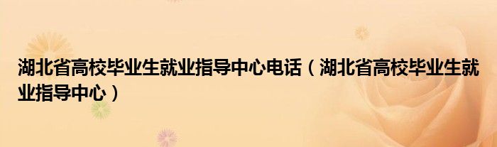 湖北省高校毕业生就业指导中心电话【湖北省高校毕业生就业指导中心】