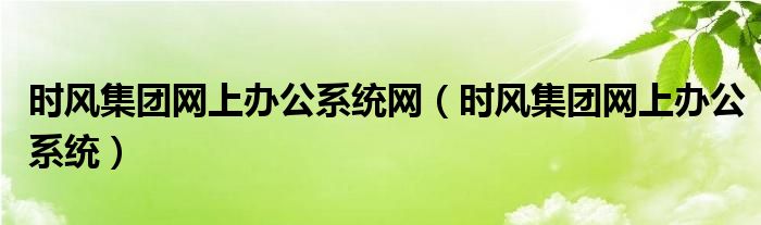 时风集团网上办公系统网【时风集团网上办公系统】