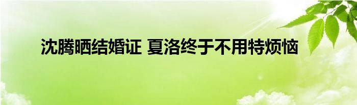 沈腾晒结婚证 夏洛终于不用特烦恼