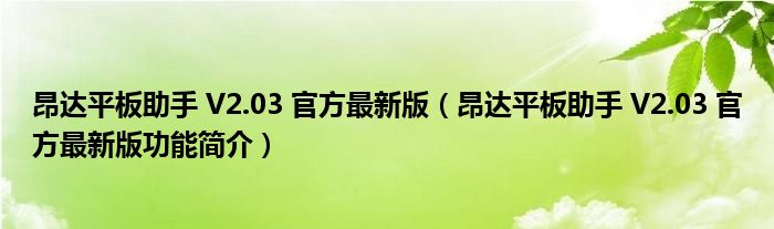 昂达平板助手 V2.03 官方最新版【昂达平板助手 V2.03 官方最新版功能简介】