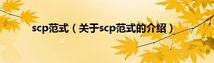 scp范式【关于scp范式的介绍】