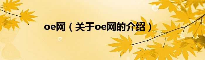 oe网【关于oe网的介绍】