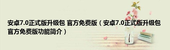 安卓7.0正式版升级包 官方免费版【安卓7.0正式版升级包 官方免费版功能简介】