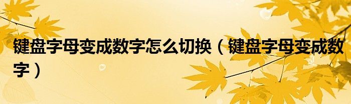 键盘字母变成数字怎么切换【键盘字母变成数字】