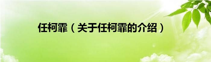 任柯霏【关于任柯霏的介绍】