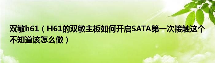 双敏h61【H61的双敏主板如何开启SATA第一次接触这个不知道该怎么做】