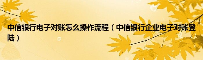 中信银行电子对账怎么操作流程【中信银行企业电子对账登陆】