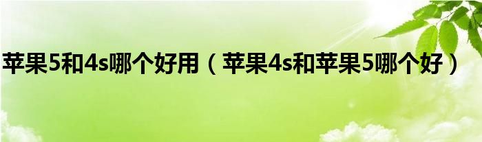 苹果5和4s哪个好用【苹果4s和苹果5哪个好】