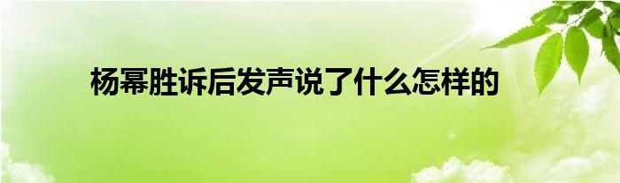 杨幂胜诉后发声说了什么怎样的