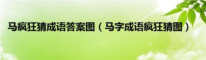 马疯狂猜成语答案图【马字成语疯狂猜图】