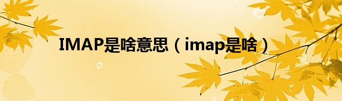 IMAP是啥意思【imap是啥】