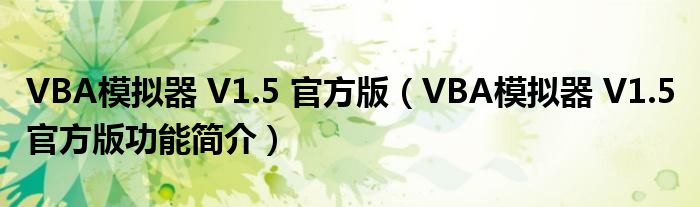 VBA模拟器 V1.5 官方版【VBA模拟器 V1.5 官方版功能简介】