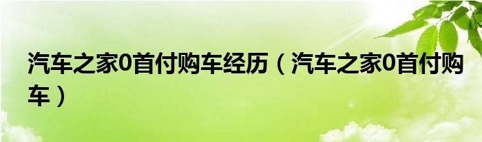 汽车之家0首付购车经历【汽车之家0首付购车】