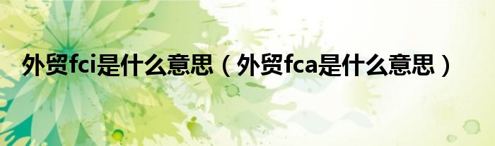 外贸fci是什么意思【外贸fca是什么意思】