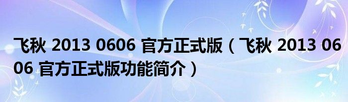 飞秋 2013 0606 官方正式版【飞秋 2013 0606 官方正式版功能简介】