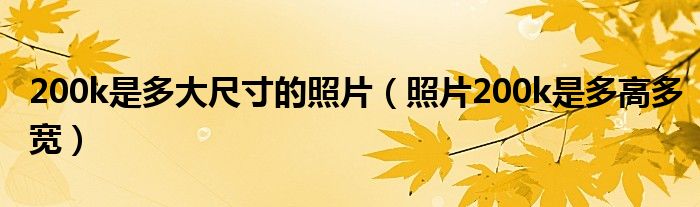 200k是多大尺寸的照片【照片200k是多高多宽】