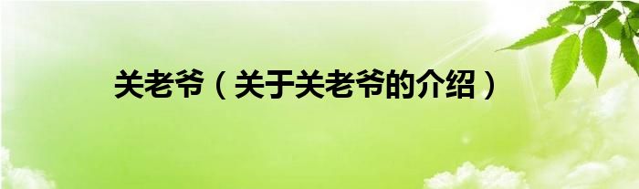 关老爷【关于关老爷的介绍】