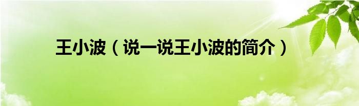 王小波【说一说王小波的简介】