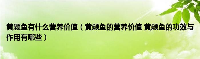 黄颡鱼有什么营养价值【黄颡鱼的营养价值 黄颡鱼的功效与作用有哪些】