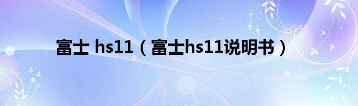 富士 hs11【富士hs11说明书】