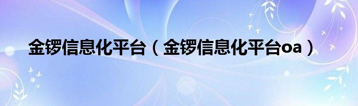 金锣信息化平台【金锣信息化平台oa】