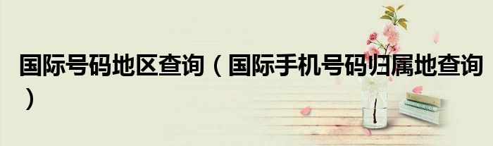 国际号码地区查询【国际手机号码归属地查询】