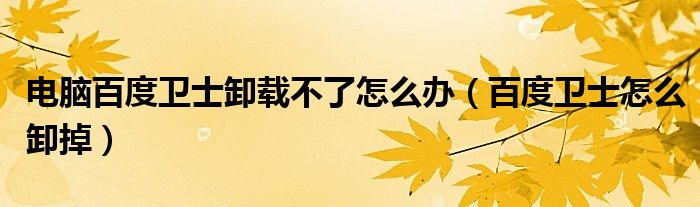 电脑百度卫士卸载不了怎么办【百度卫士怎么卸掉】