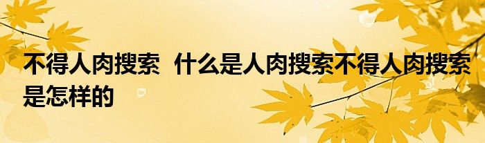 不得人肉搜索 什么是人肉搜索不得人肉搜索是怎样的