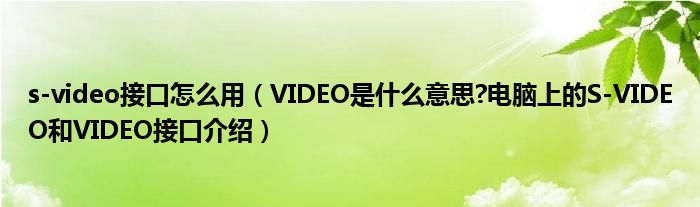 s-video接口怎么用【VIDEO是什么意思?电脑上的S-VIDEO和VIDEO接口介绍】