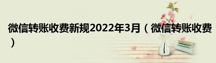 微信转账收费新规2022年3月【微信转账收费】