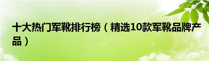 十大热门军靴排行榜【精选10款军靴品牌产品】