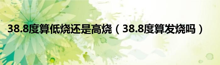 38.8度算低烧还是高烧【38.8度算发烧吗】