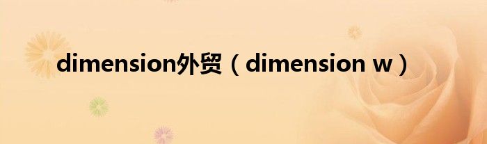 dimension外贸【dimension w】