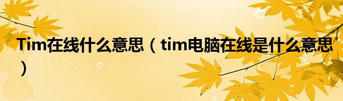 Tim在线什么意思【tim电脑在线是什么意思】