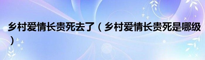 乡村爱情长贵死去了【乡村爱情长贵死是哪级】