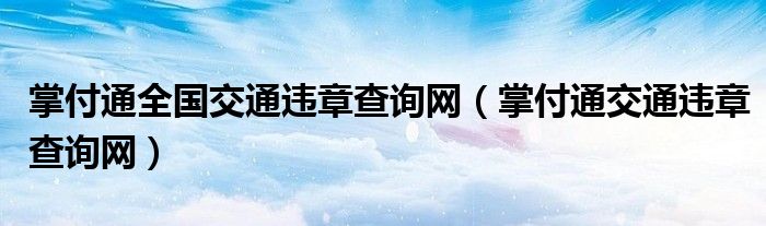 掌付通全国交通违章查询网【掌付通交通违章查询网】