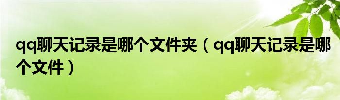 qq聊天记录是哪个文件夹【qq聊天记录是哪个文件】