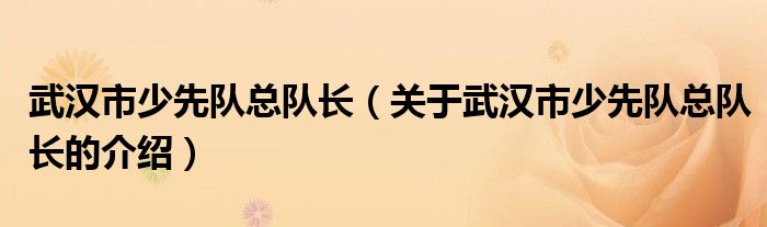 武汉市少先队总队长【关于武汉市少先队总队长的介绍】