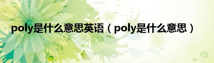 poly是什么意思英语【poly是什么意思】