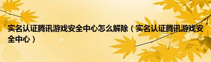 实名认证腾讯游戏安全中心怎么解除【实名认证腾讯游戏安全中心】