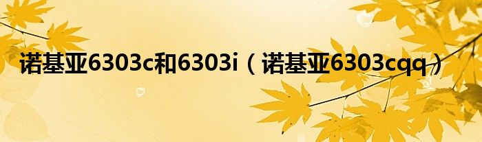 诺基亚6303c和6303i【诺基亚6303cqq】