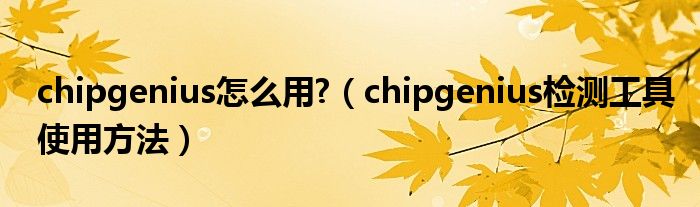 chipgenius怎么用?【chipgenius检测工具使用方法】