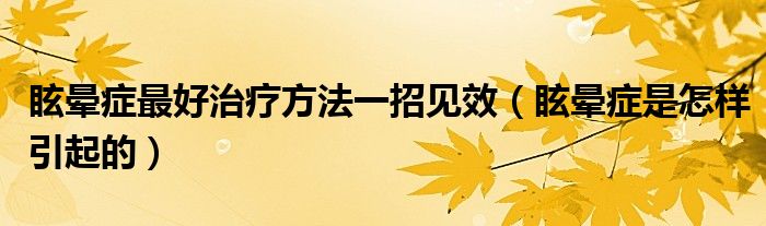 眩晕症最好治疗方法一招见效【眩晕症是怎样引起的】