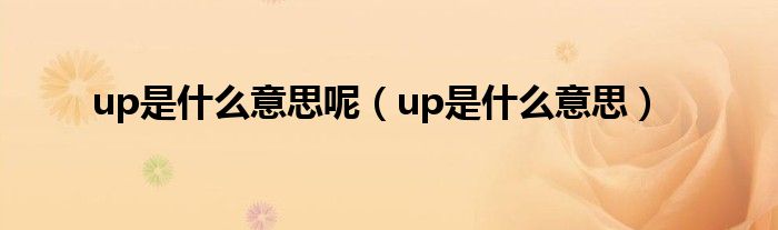 up是什么意思呢【up是什么意思】